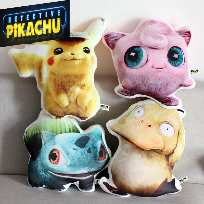

Movie star Detective Pikachu Plush Pillow cute Small animals Elf soft stuffed Cushion Children's toys birthday present