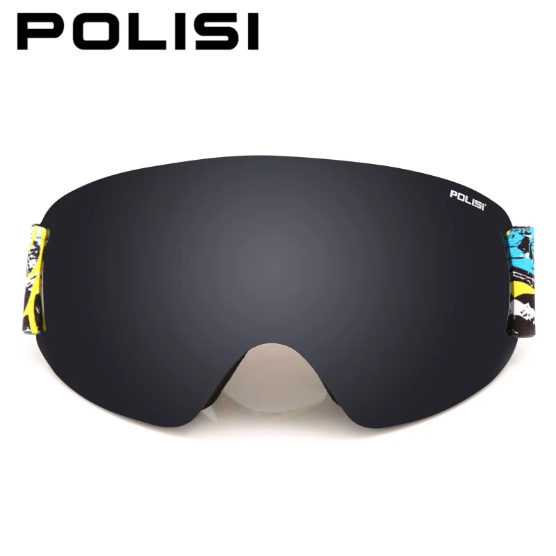 POLISI профессиональные лыжные очки двухслойные линзы анти-туман УФ-защита лыжные очки зимние сноуборд снежные очки, серые линзы