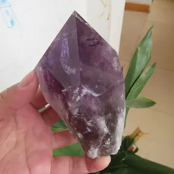 

New 449g AAAA 100% Natural Amethyst Quartz Single Terminated Crystal Wand Point Specimen Reiki Healing Hand Carved Decortaion