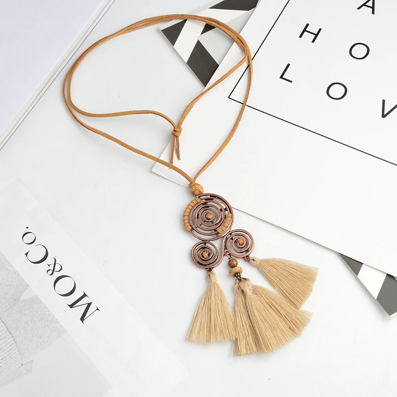 Bohemia Women Spiral Tassel Pendant Long Chain Necklace Sweater Jewelry Gift Bohemia Women Spiral Tassel Pendant Long Chain Necklace Sweater Jewelry Gift