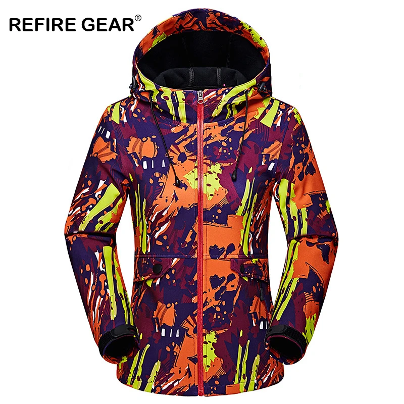 ReFire Gear Women's Winter Waterproof Outdoor Jacket Warm Camouflage Mountain Camping Trekking Windbreaker Female Hiking Jackets | Спорт и