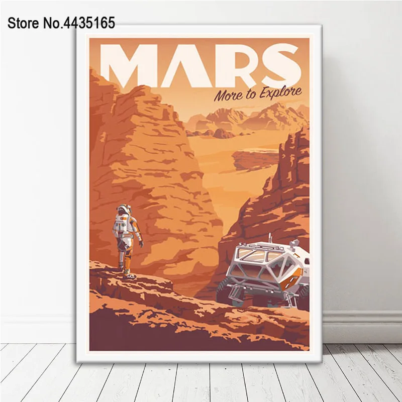 Плакат космический путешествия универсальная планета Марс плакаты и принты Холст Живопись стены Искусство картина для гостиной домашний декор