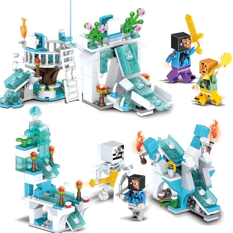 

4pcs/combo Assembled Educational Toy snow garden slide legoing Model Building kits Blocks Toy Kids Birthday Gift girls DIY toys