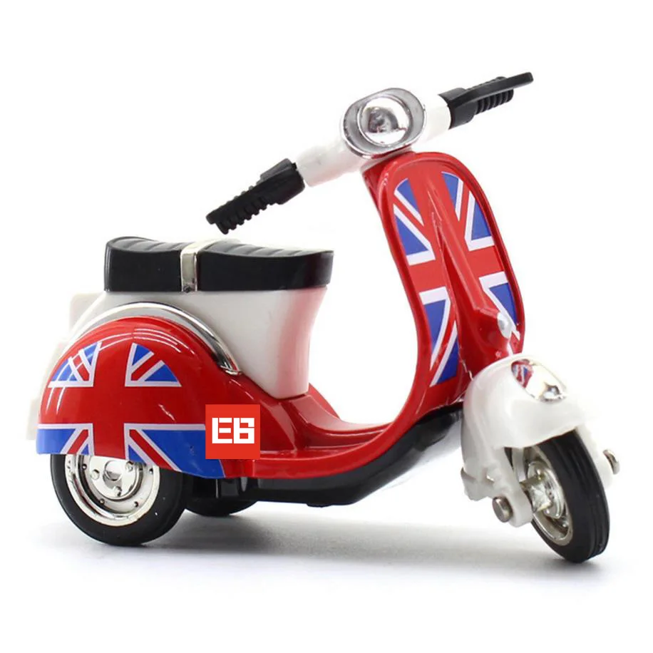 Lucu 132 Skala Simulasi British Flag Diecast Motor Tarik Kembali