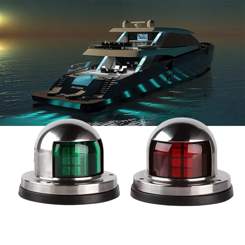 

1 Pair Universal Marine Boat Navigation Light 12 V LED Red Green Sailing Signal Light Stainless Steel Bow Navigation Light