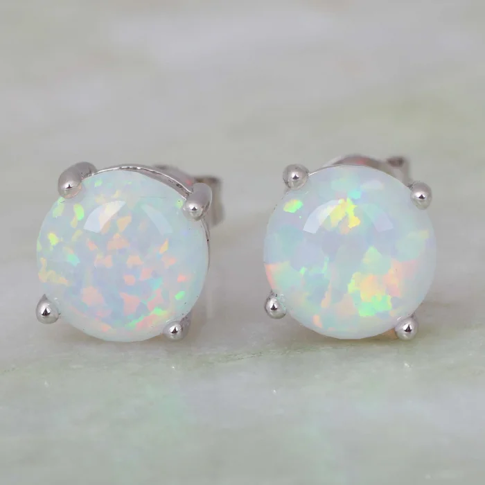 Brand Designer 925 Sterling Silver White Fire Opal Stud Earrings For Brand Designer 925 Sterling Silver White Fire Opal Stud Earrings For Women Lady Wedding Party Gift Fashion Jewelry E197 In From