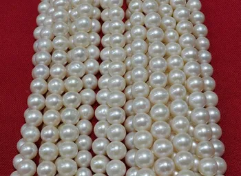 

9-10mm 100% REAL GENUINE Natural Freshwater Pearl Necklace String, Pearl Strand 38cm Long, White Round Shaped Pearls