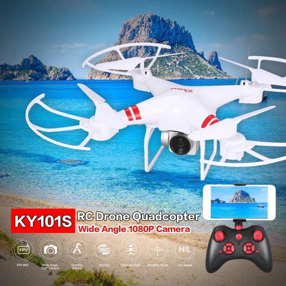 

XKY KY101 RC Drone w/ Wifi FPV HD Adjustable Camera Altitude Hold One Key Return/Landing/ Take Off Headless RC Quadcopter Drone