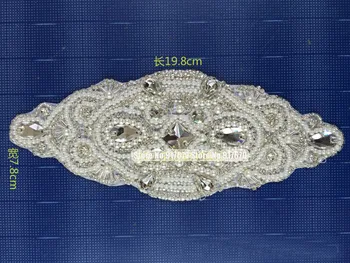 

10pieces Sew on Rhinestone Patches Applique, Pearl Patches Appique for Wedding Dresses/Sash