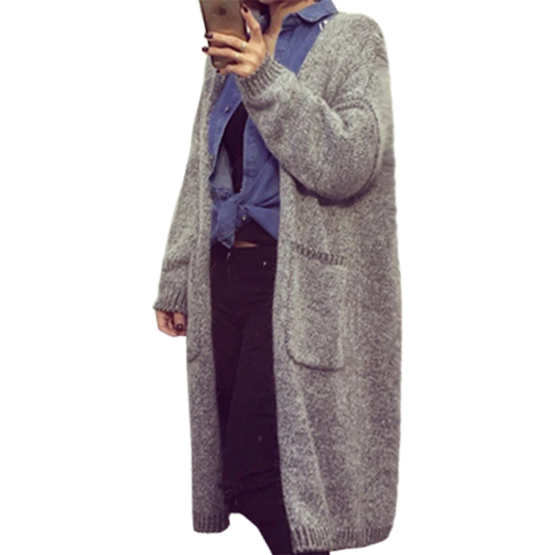 

Korean Version New Winter Sweater Women Long Knitted Cardigan Sweaters Woolen Coat Female Loose Jumper Clothing Vestidos LXJ357