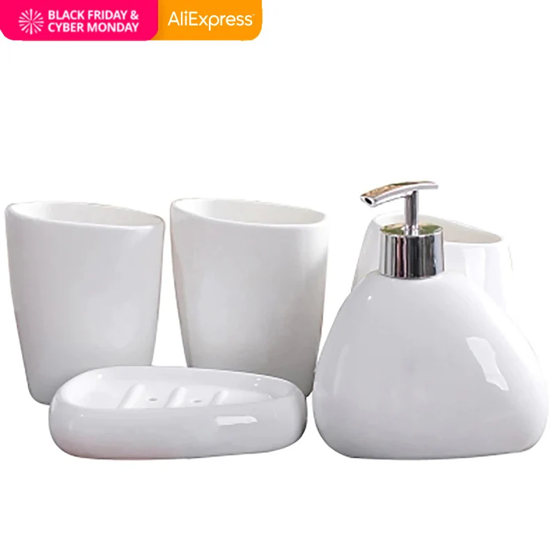 ORENBO Simple dumb white ceramic Bathroom Accessories Set of bathroom six sets of wash sets bathroom suite Ceramic wash supplies ORENBO Simple dumb white ceramic Bathroom Accessories Set of bathroom six sets of wash sets bathroom suite Ceramic wash supplies
