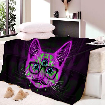 

Color Cat Head Wool Plush Blanket Super Comfortable Fabric Thin Blanket Spring and Autumn Shawl Beach Towel Blanket Bed Fluffy