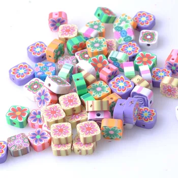 

10mm 100pcs Mixed Pattern Cube Clay Spacer beads For jewelry making YKL0054