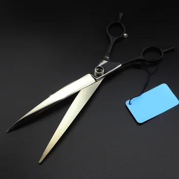 

Engrave logo 8 '' left hand dog hair scissors cutting makas barber Curved shears hairdressing High-end pet grooming scissors