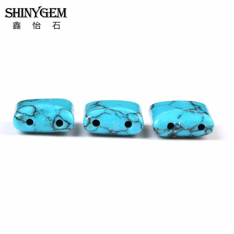 20 Piece/Lot Stabilized Turquoises Beads Square Shaped Pendant Double Hole DIY Handmade Jewelry Materials Jewelry Making