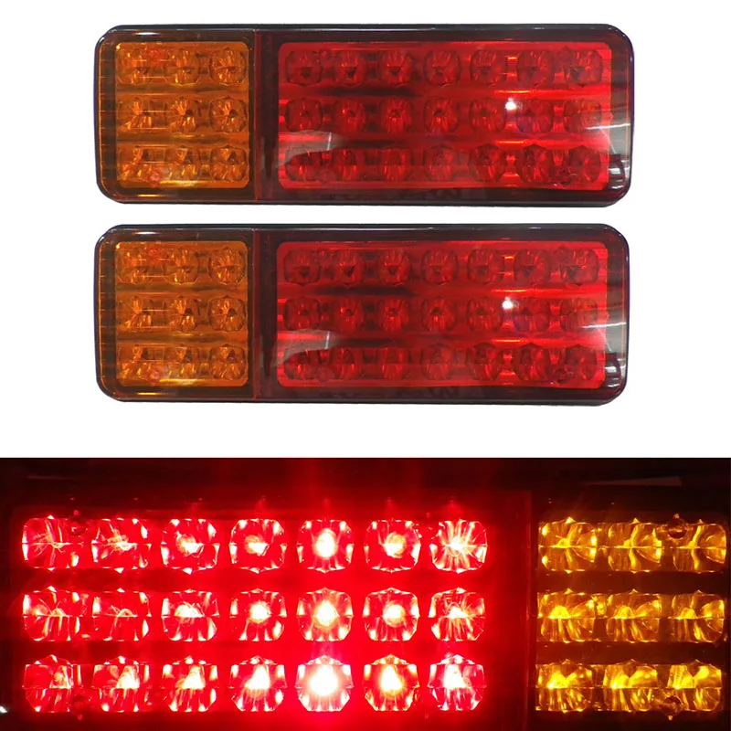 

1 Pair Car Rear Tail Light Red Yellow Reverse Taillight for Truck Trailer Turning Signal Lamp 12V 24V