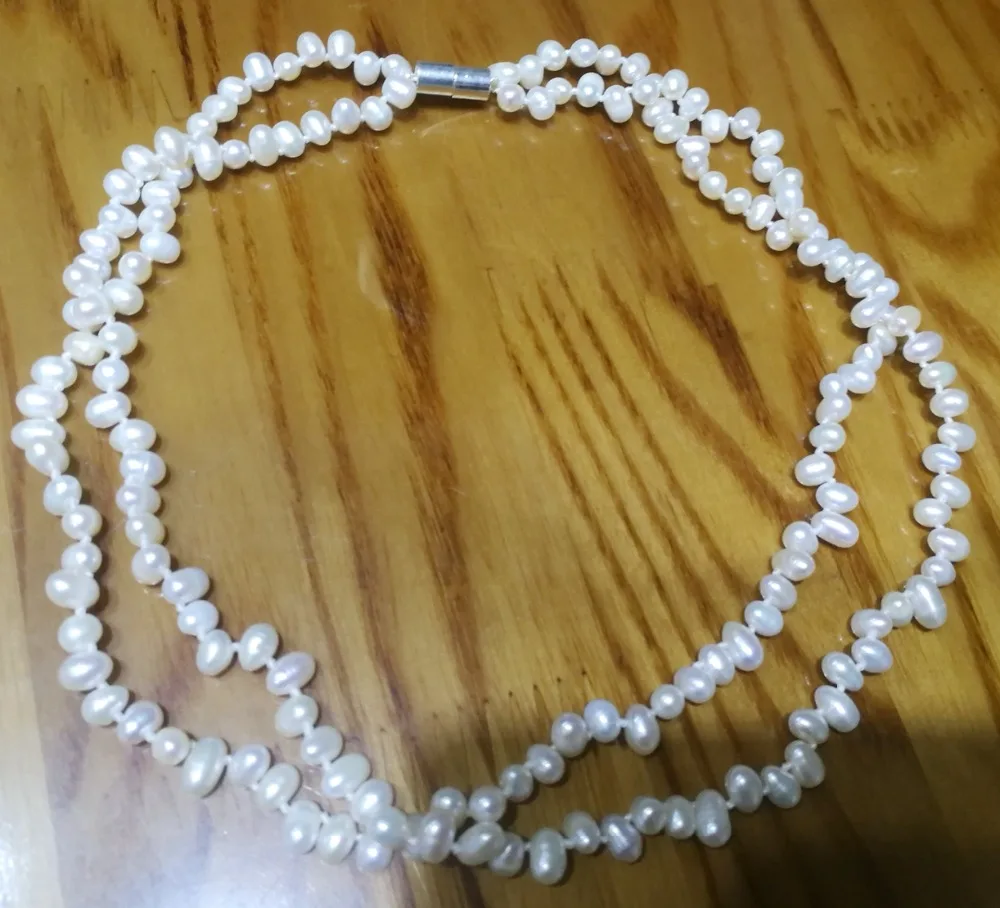 17'' 43cm Women Jewelry 2 strands necklace 6mm white freshwater pearl