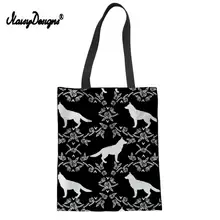 Новая женская складная сумка для покупок с цветочным принтом немецкой овчарки, Женская эко многоразовая сумка для книг, Прямая поставка