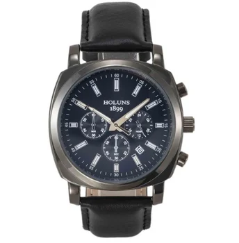 

men's quartz watch HOLUNS fashion wristwatche Black Big dial leather mens watches top brand luxury relogio masculino