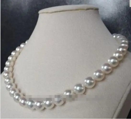 

Free shipping hot sale Women Bridal Wedding Jewelry >>17" Genuine9-10mm White Pearl Strand Necklace Cultured Freshwater