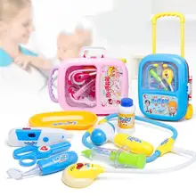 Детские игрушки для имитаций врача, портативные медицинские инструменты для детей 3-14 лет, случайный набор, тележка, чехол, игрушка