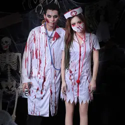 2018 Хэллоуин Для Мужчин's ужасный Маскарад кровавый доктор Косплэй Зомби Кровь медсестра платье трик костюм Костюмы Для женщин для взрослых