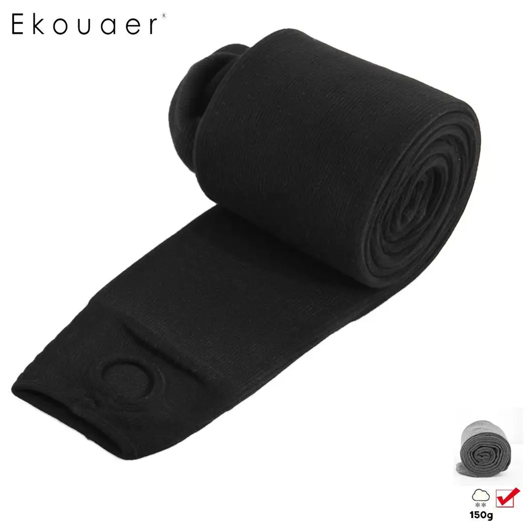 Ekouaer длина стопы зимние теплые модные повседневные однотонные женские леггинсы утепленные хлопковые брюки высокая эластичность Осенние леггинсы - Цвет: 150 Black