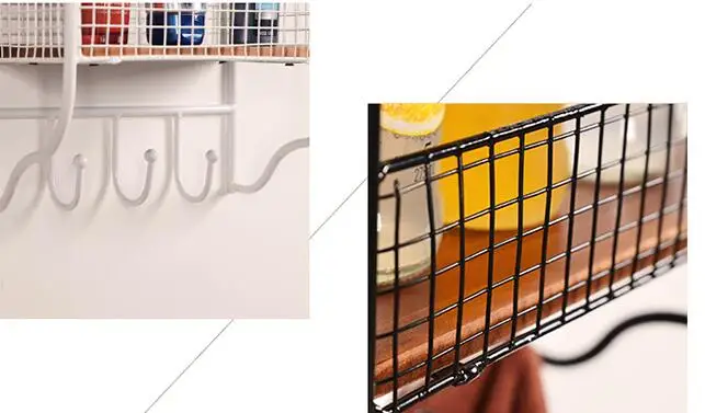 European style wall solid wood partition shelf rack. The living room iron art wall hang. A word shelf hanging wall cabinet..070