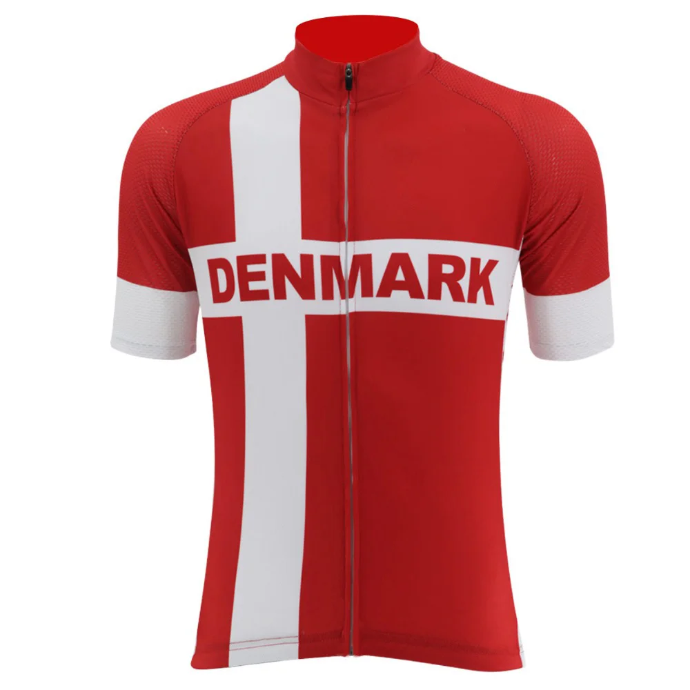Denmark cycling jersey men bike wear red short sleeve cycling tops