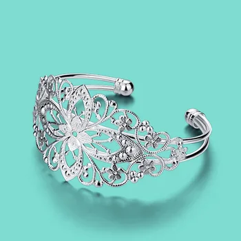 

Royal style 925 sterling silver bracelet for women chic engraving design crown bracelet solid silver opening can adjust size