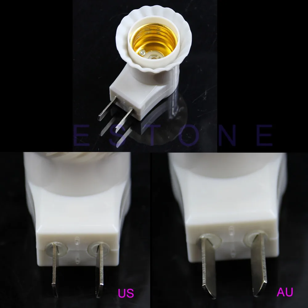 

E27 female socket to US/AU/EU plug adapter with power on-off control switch New