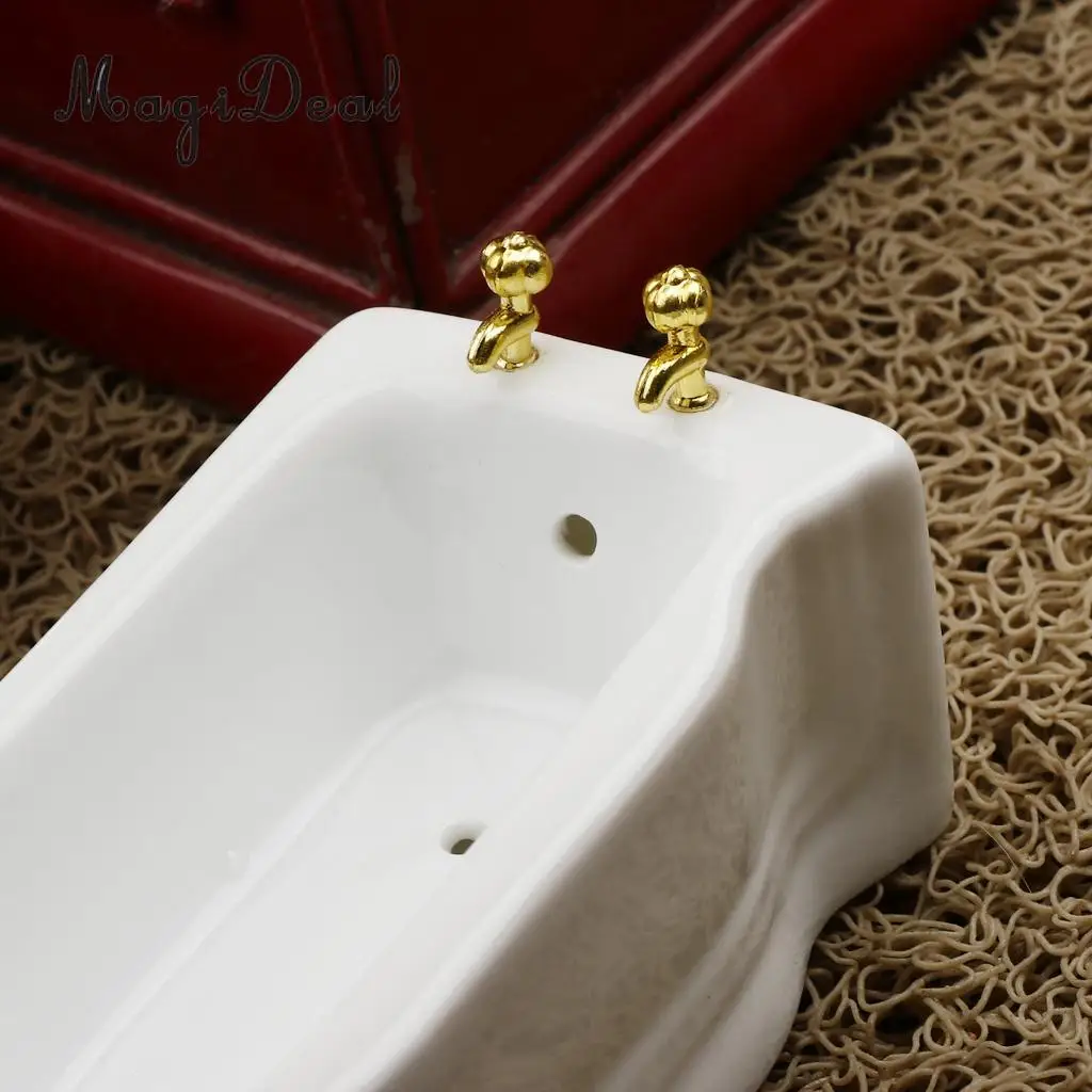 1/12 Ceramic White Square Bathroom Bathtub Dolls House Decoration Accessory Life Scenes Ornaments