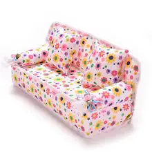 1 шт. мини-диван игрушка с цветочным принтом детская игрушка плюшевая мягкая мебель диван с 2x Подушки для кукольного дивана Кукольный дом
