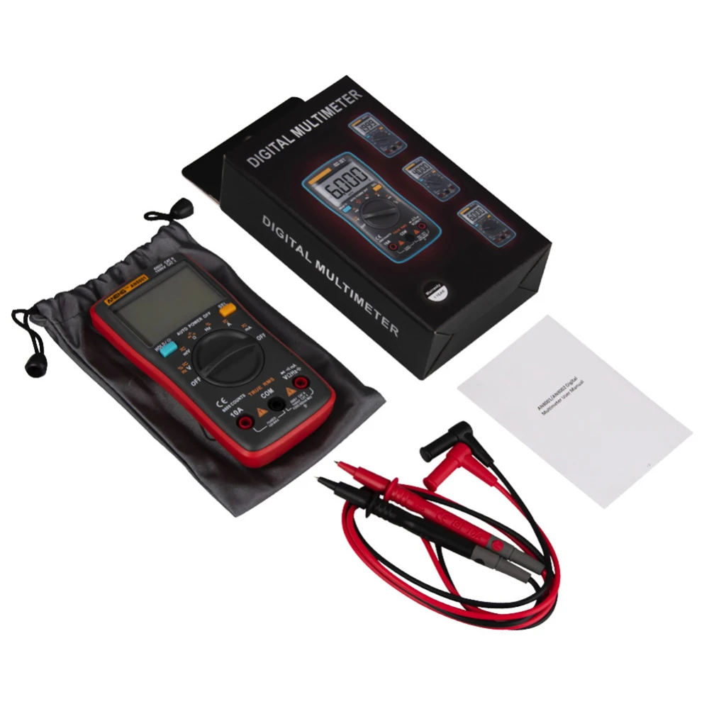 AN8001 capacitor tester Digital Multimeter profesional 6000 counts esr meter richmeters voltage current clamp be true leads - Цвет: A5