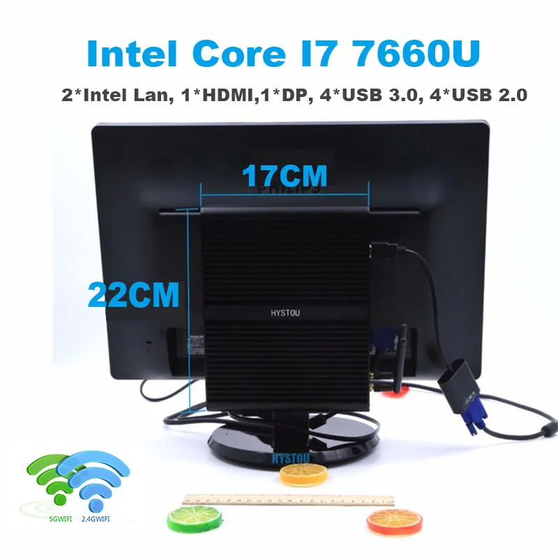 

Windows 10 pro Linux Mini Pc Core i7 7660U 4.0GHz 2 nic Lan Fanless Computer Intel Iris Plus Graphics 640 HTPC Gaming PC Server