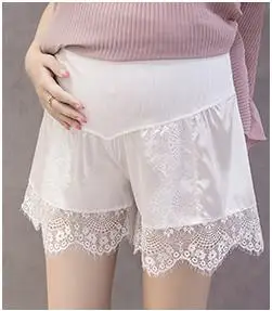 Одежда для беременных безопасности для беременных Для женщин брюки летние тонкие модные кружевные Леггинсы для беременных летние шорты; одежда - Цвет: Белый