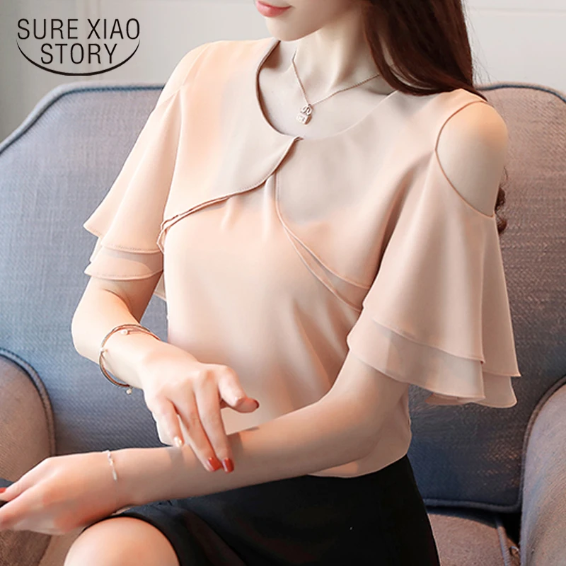 

New 2018 Summer Fashion Casual Solid Simple Women Blouses Shirts Chiffon Half Sleeve Elegant Female Clothing Blusas 0004 30