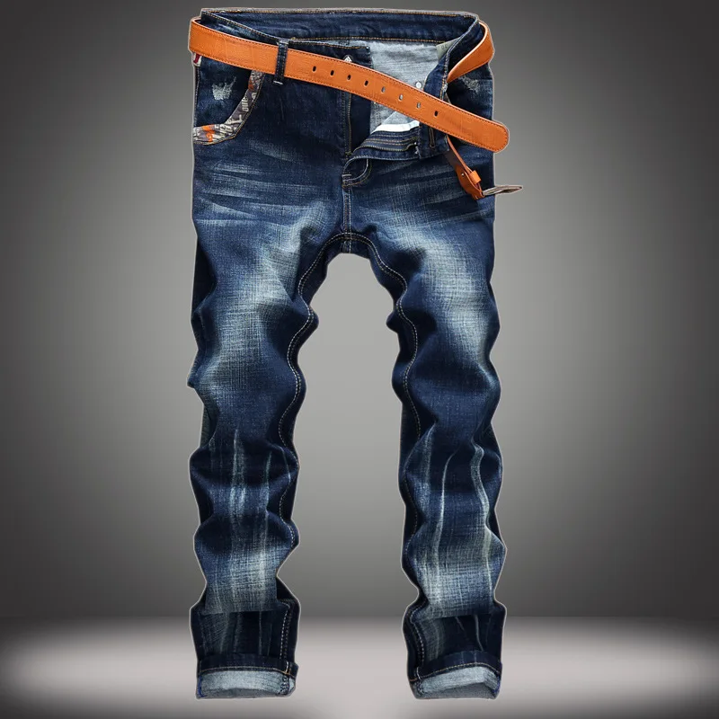 Европа и Соединенные Штаты мужские джинсы стреч Straight тонкие джинсы мужской личности, оригинальные мужские джинсовые штаны