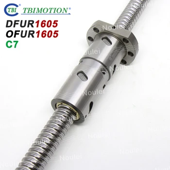 

Taiwan TBI Ball screw C7 1605 with DFU1605 OFU1605 Double Ballnut 5mm lead Custom Length 300mm 400mm