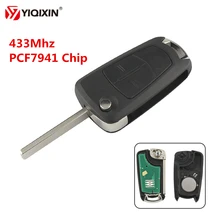 Yiqixin 2 кнопки складной дистанционный ключ для автомобиля с 433 МГц чипа PCF7941 для Vauxhall Opel Vectra Corsa Astra Signum HU100 лезвие