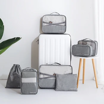 

7Pcs/Set Portable Luggage Travel Bag Ladies Clothes Underwear Sorting Duitcase Organizer Large Capacity Packaging Accessories