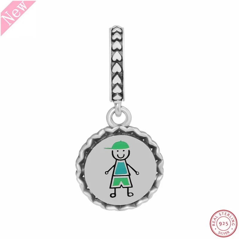 Настоящее 925 пробы, Серебряный кулон для мальчика, самодельные Подвески PANDORA для женщин, ювелирное изделие, дань детству FL783