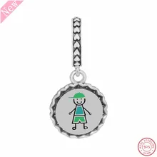 Настоящее 925 пробы, Серебряный кулон для мальчика, самодельные Подвески PANDORA для женщин, ювелирное изделие, дань детству FL783