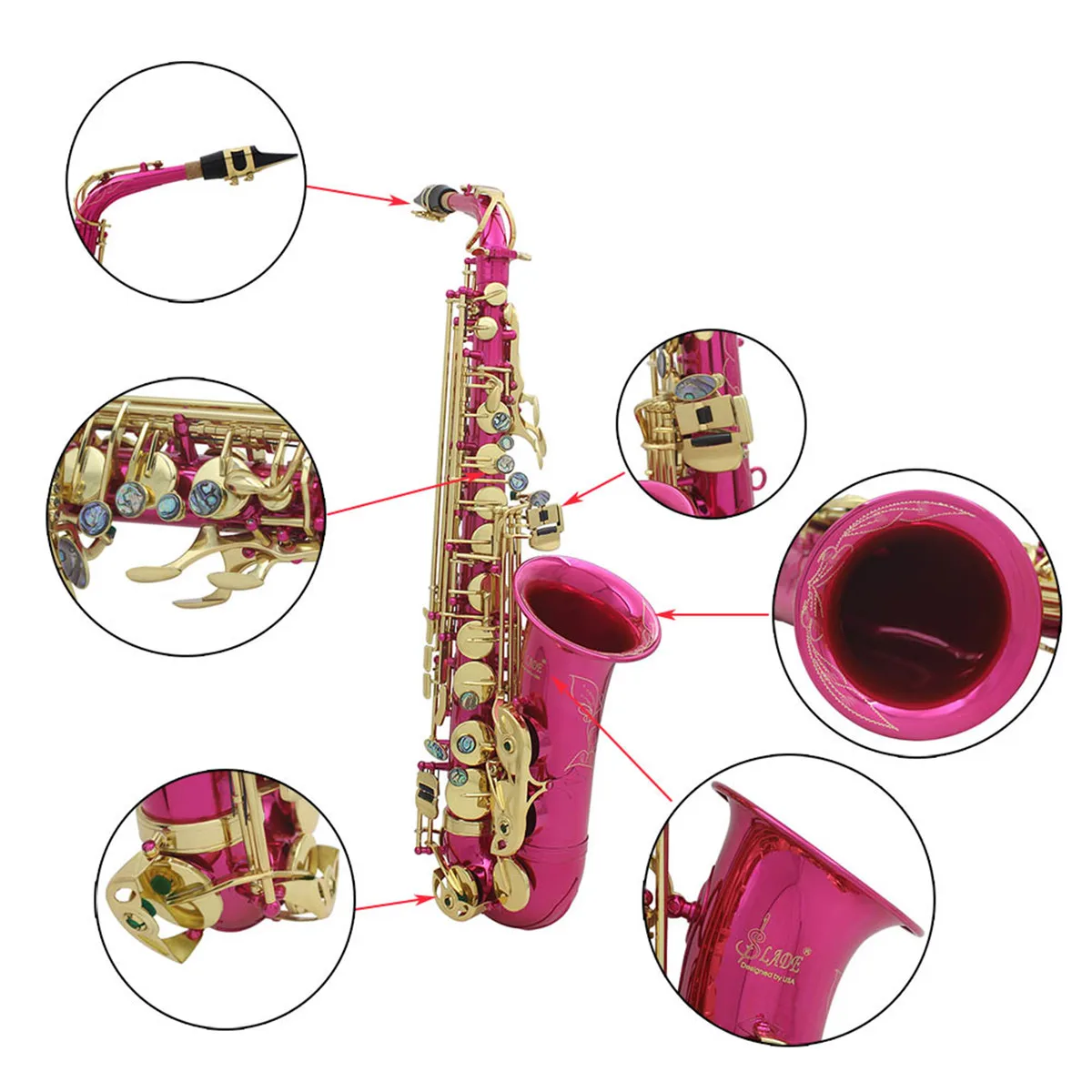 Высокое качество Франция золотой саксофон E плоский альт саксофон супер игра Музыкальные инструменты мундштук подарок с Чехол