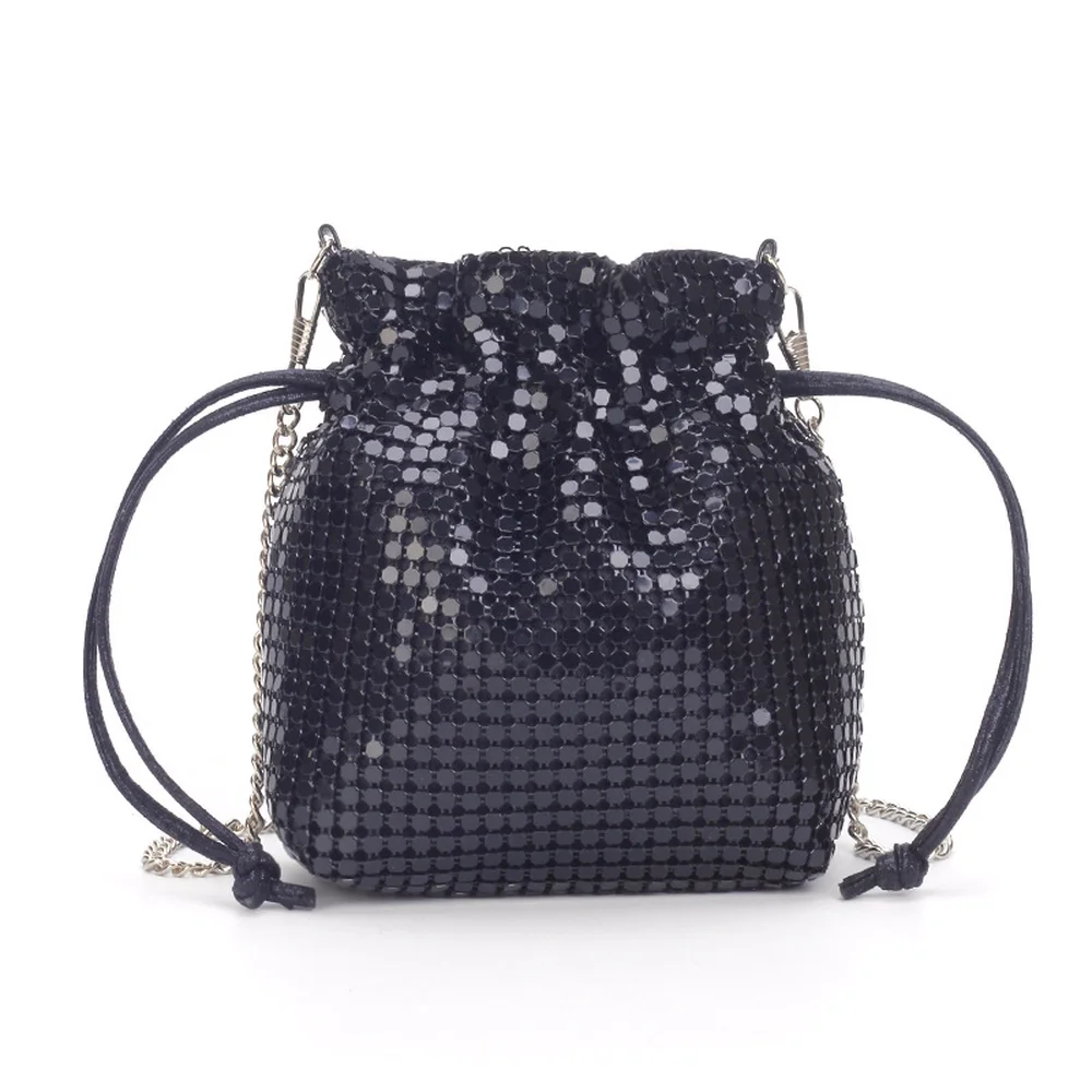 KEENICI Sequined Drawstring Evening Bags Diamond Purse Mini Messenger