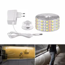 Светодиодный светильник для шкафа в европейском и американском стиле с инфракрасным датчиком движения и ИК-датчиком движения, Светодиодная лента 5050, для шкафа, для шкафа, для кровати, водонепроницаемая лента, 12 В постоянного тока