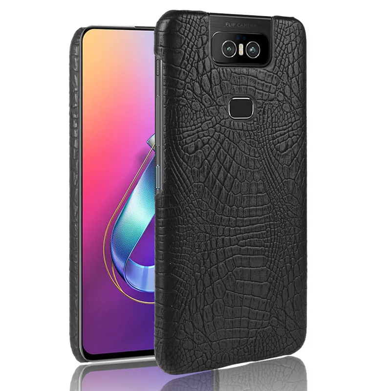 

For Asus ZS630KL Retro PU Leather Crocodile Skin Hard Protective Cover For Asus Zenfone 6 ZS630KL ZS ZS630kl Phone Case