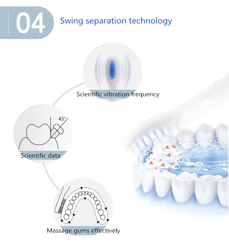 Seago звуковая электрическая зубная щетка перезаряжаемая зубная щетка для взрослых Водонепроницаемая Сменная головка Acoustci волнистая зубная щетка es