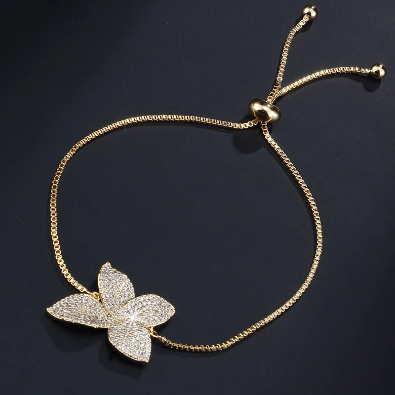 UILZ Monaco Design Accessories Fashion Flower Leaf Shape Chain Bracelet AAA zircon Micro Pave Women Wedding Jewelry UB2016