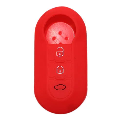 Для Fiat 500 силиконовый чехол для ключей от машины крышка 3 кнопки флип-ключ для автомобиля удаленная оболочка пустые авто аксессуары автостайлинг 1 шт - Название цвета: Красный